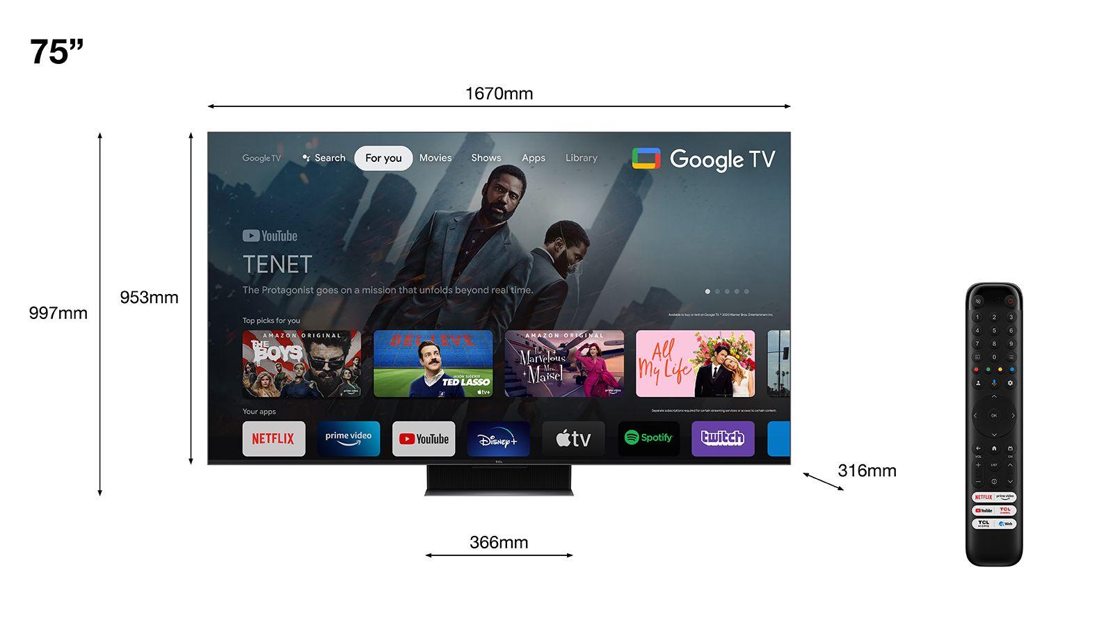 Televisão TCL TV 75C845 (QLED - 4K Ultra HD - 3840 x 2160 pixels - Preto), miniatura 8