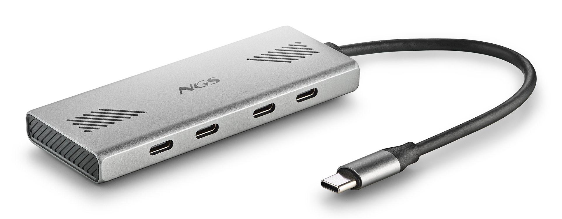 Hub USB-C NGS WONDER4-C (0,18 m - USB Type-C - Prateado), miniatura 2