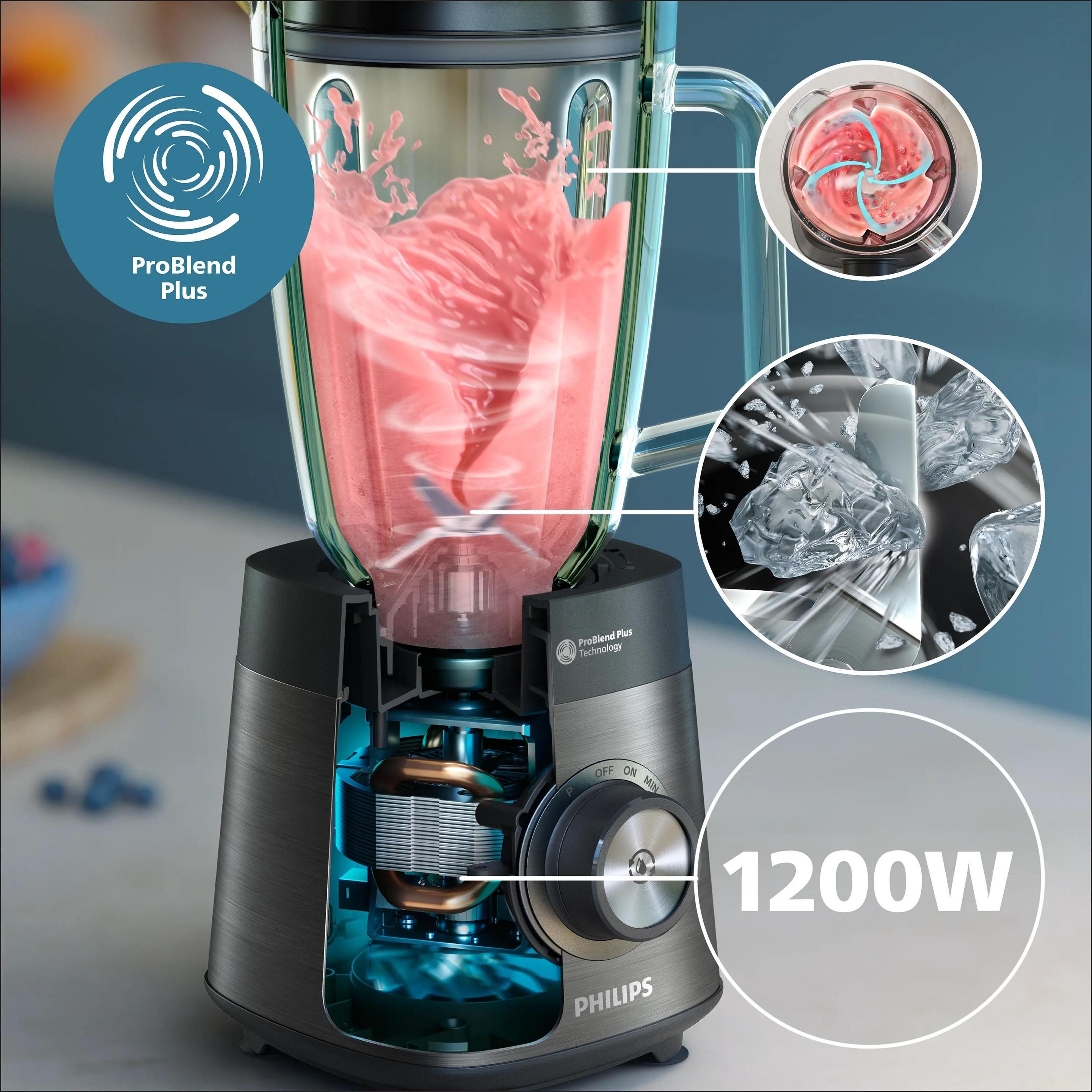 Liquidificadora PHILIPS 5000 Series HR3040/00 (Liquidificador - 1200 W - 21000 RPM - Preto), miniatura 2