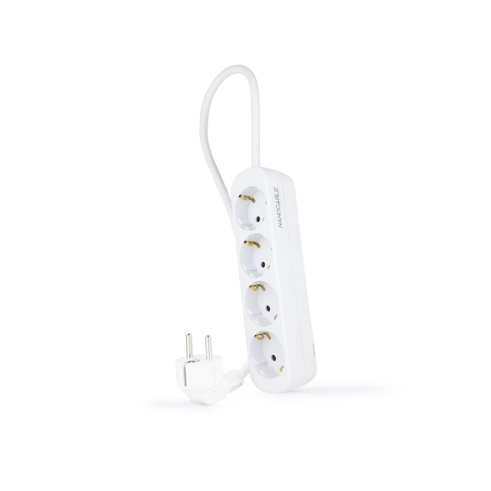 Bloco de Tomadas NANOCABLE 10.37.0004-NS (Tipo F - Branco)