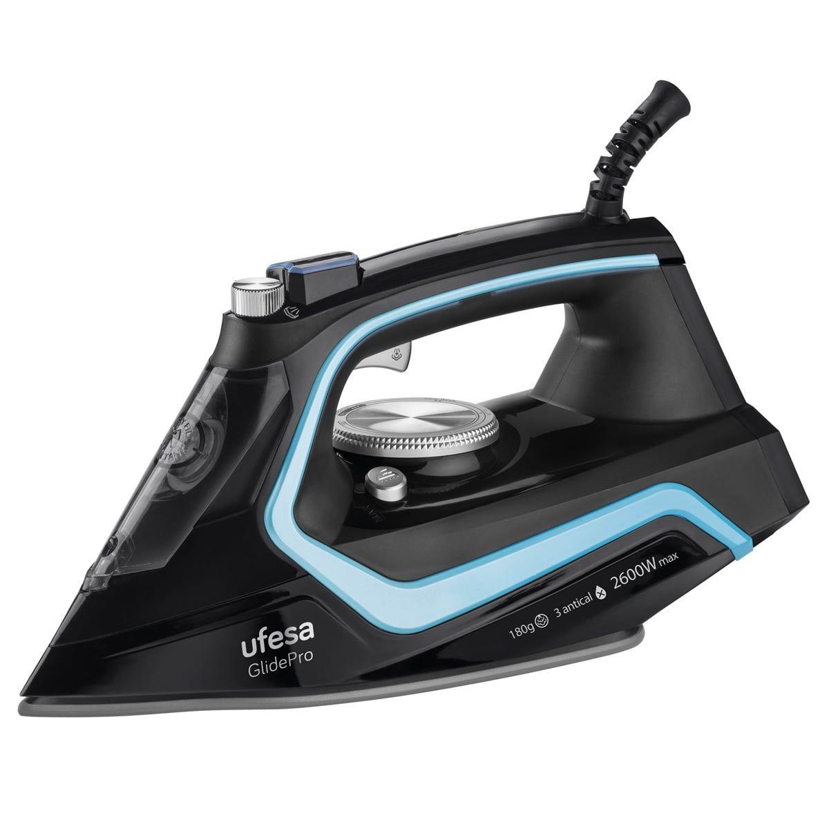 Ferro de Engomar UFESA PV2600 Glide Pro (2600 W - 280 ml - Base de cerâmica - Preto/Azul)