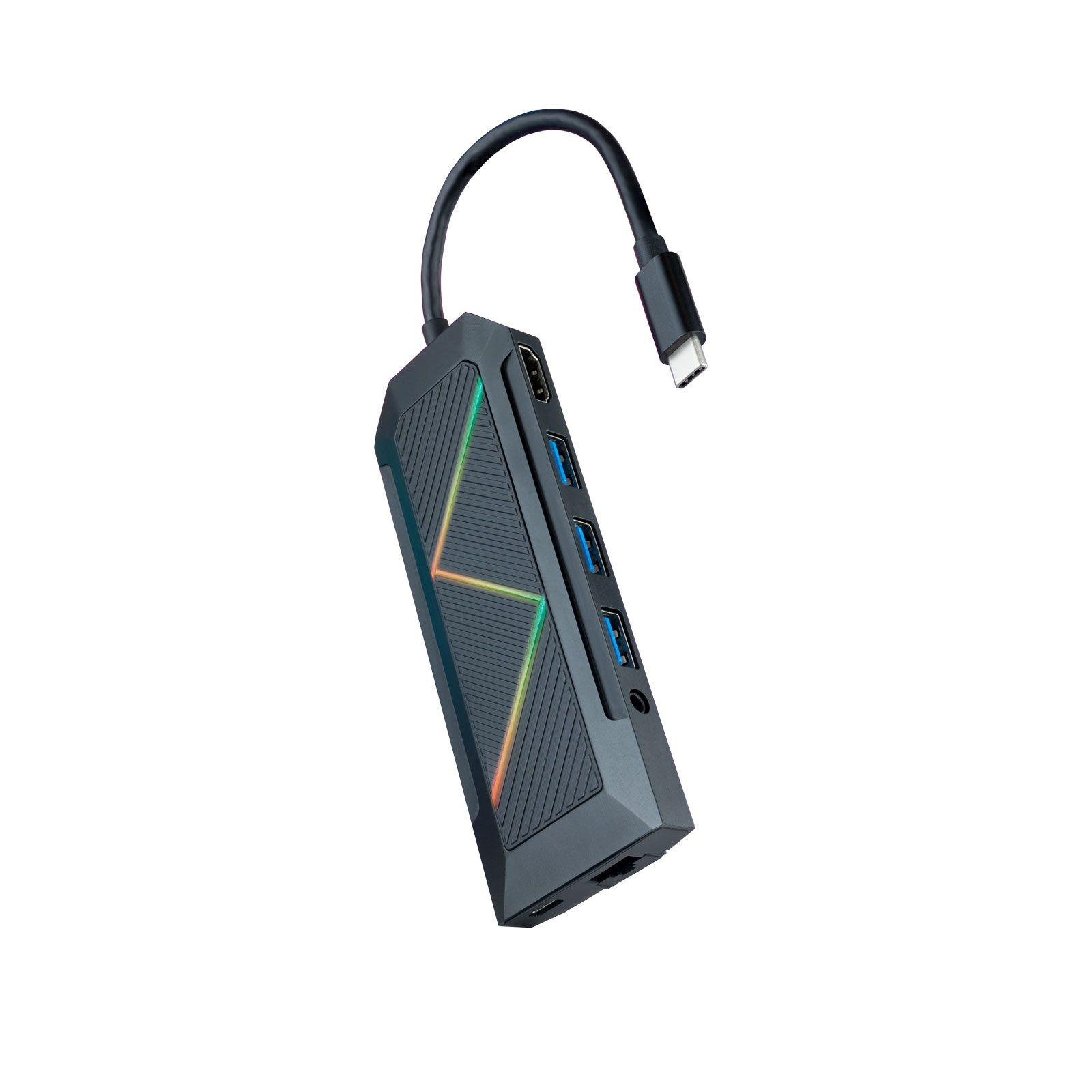 Hub USB-C NANOCABLE 10.16.0901 (0,15 m - USB Type-C - Preto)