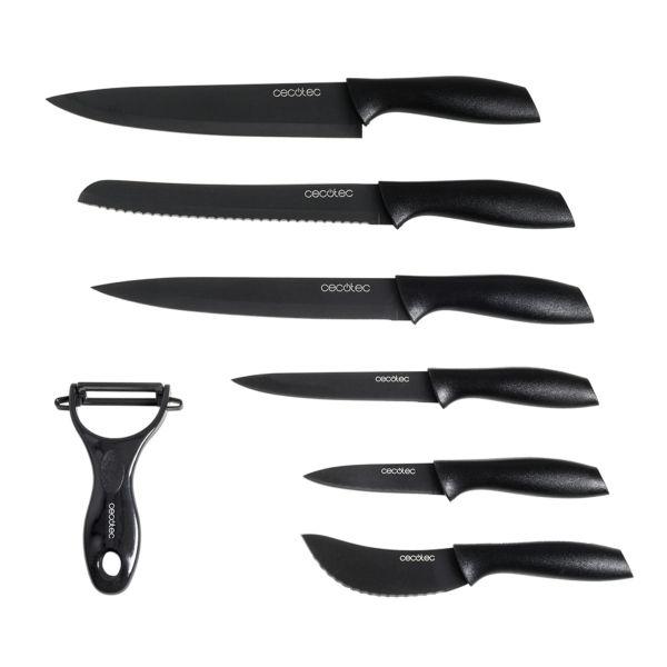 Conjunto de Facas CECOTEC Titanium (Aço inoxidável - Preto)