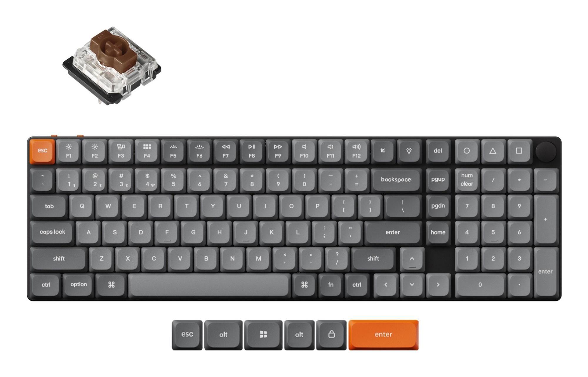 Teclado KEYCHRON K17 Max (Inglês - Greetech Brown - 75% - Preto)