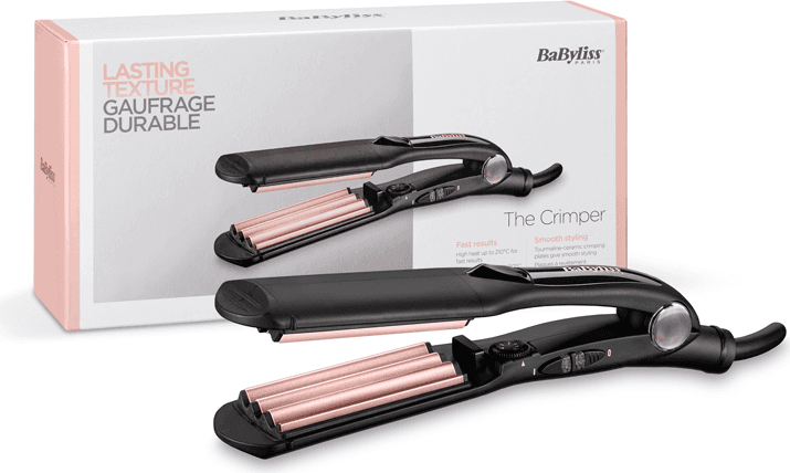 Ferro Texturizante BABYLISS The Crimper 2165CE (Turmalina cerâmica - Preto e Rosa)