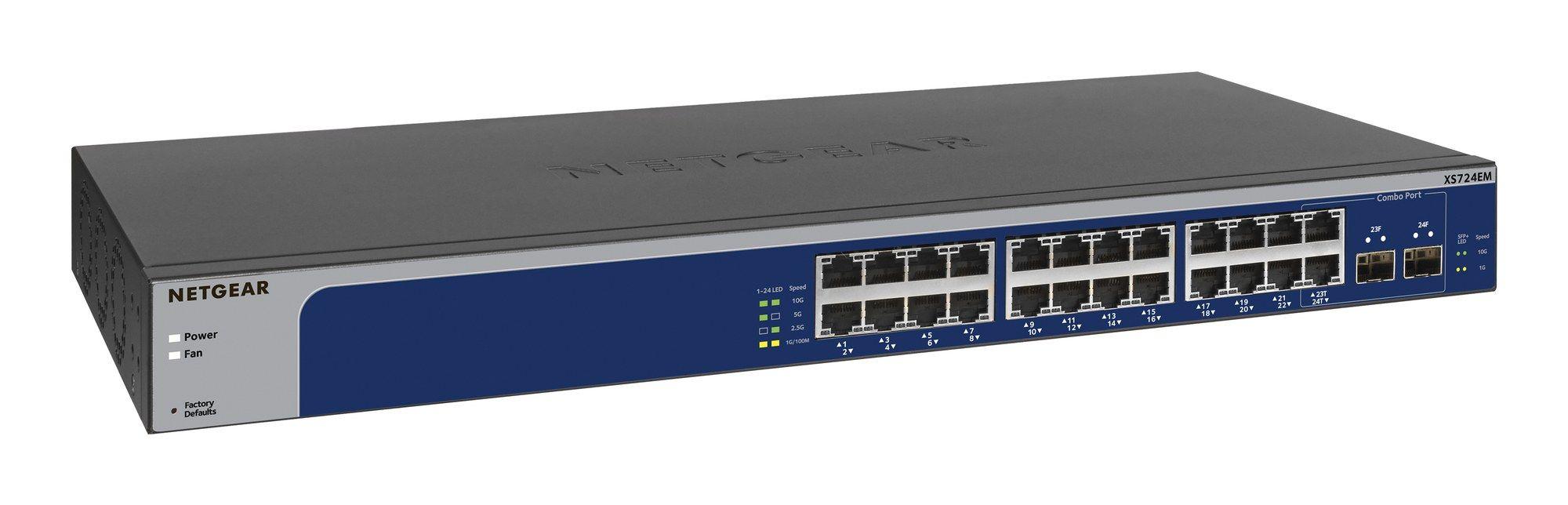Switch de Rede Gerido NETGEAR XS724EM-200EUS (10G Ethernet - 3 MB - 480 Gbit/s - Azul e Cinzento), miniatura 4