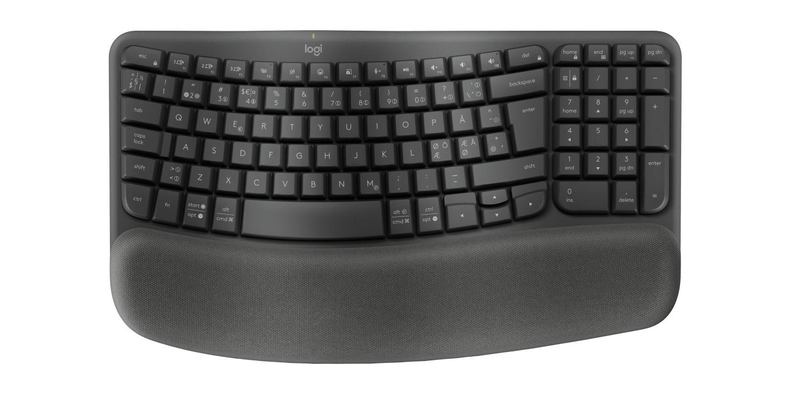 Teclado LOGITECH Ergo Series Wave Keys for Business (Nórdico - Interruptor de membrana - Tamanho completo - Grafite) — miniatura 2