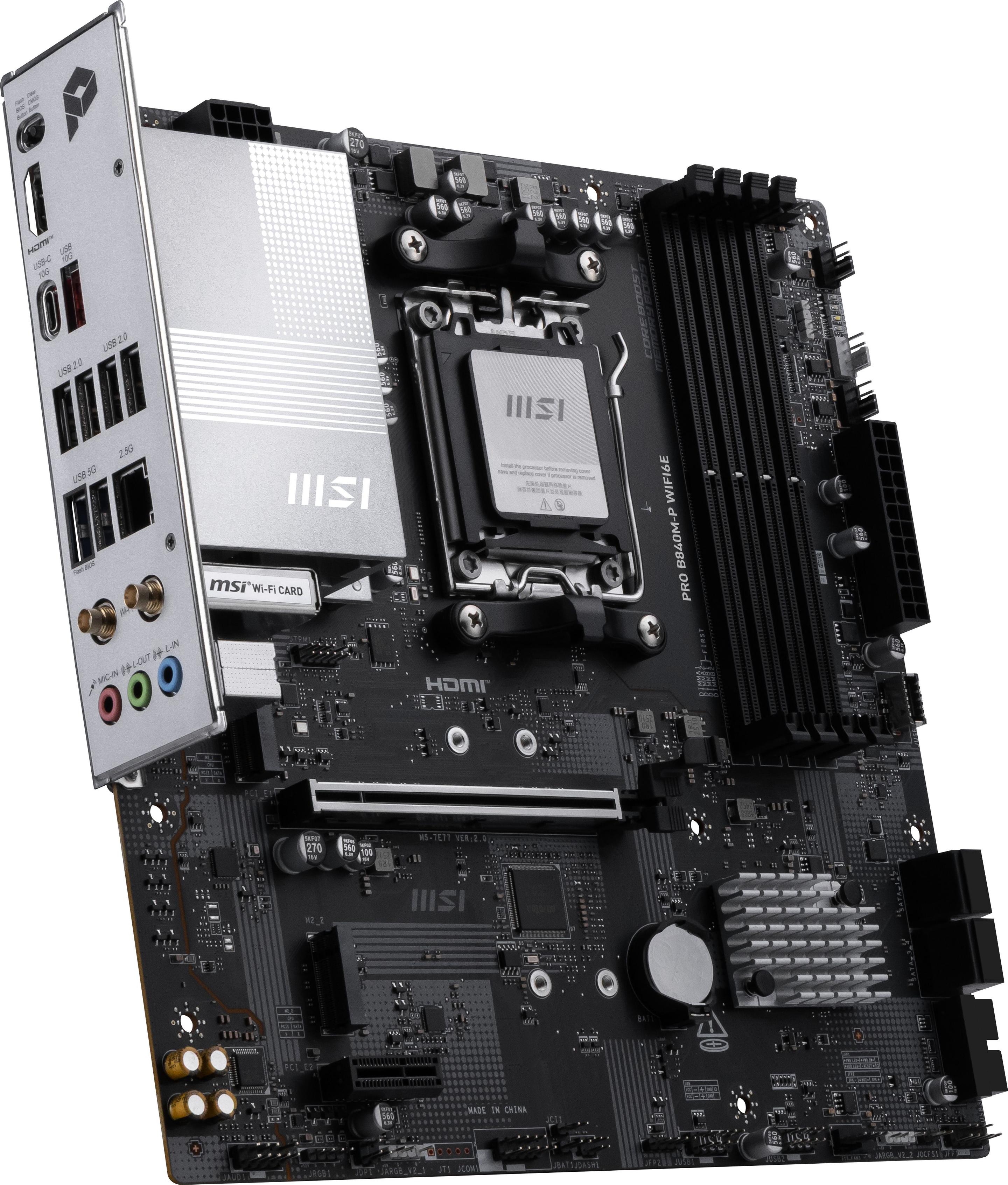 Motherboard MSI PRO B840M-P WIFI6E (AM5 - micro-ATX - Duplo canal - Preto), miniatura 4