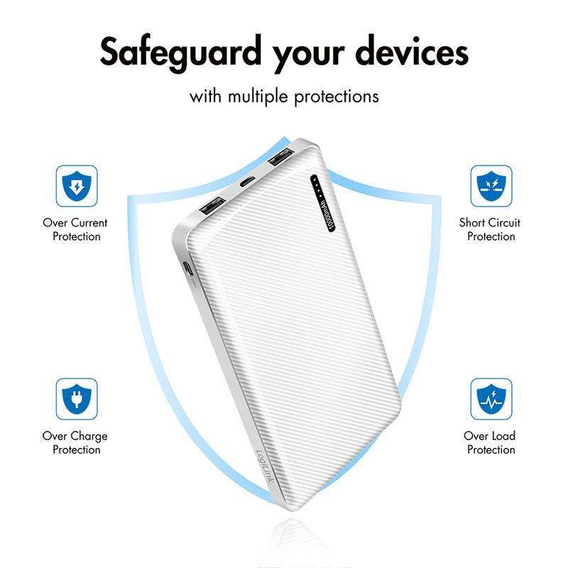 Power Bank LOGILINK PA0328WRF (10000 mAh - Até 12 W - Micro-USB + USB Type-C - Branco), miniatura 6