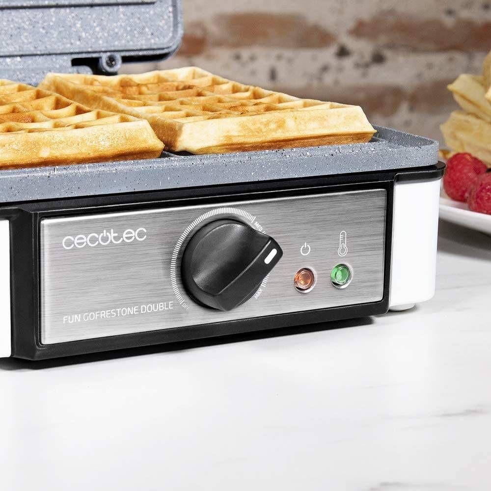 Máquina de Waffles CECOTEC Fun Gofrestone Double (Altura 11 cm - Cinzento e Branco) — miniatura 3