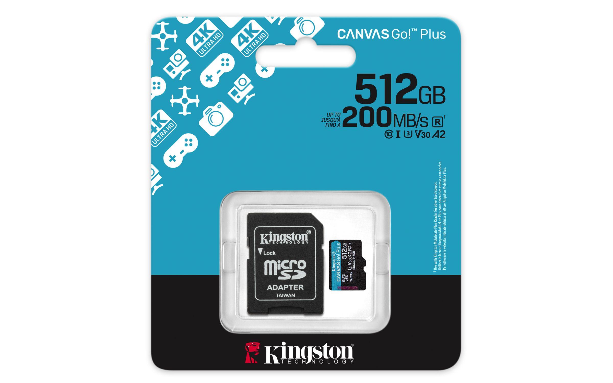 Cartão de Memória KINGSTON Canvas Go! Plus SDCG4/512GB (512GB - Classe 10 - 200 MB/s - Preto e Turquesa), miniatura 5