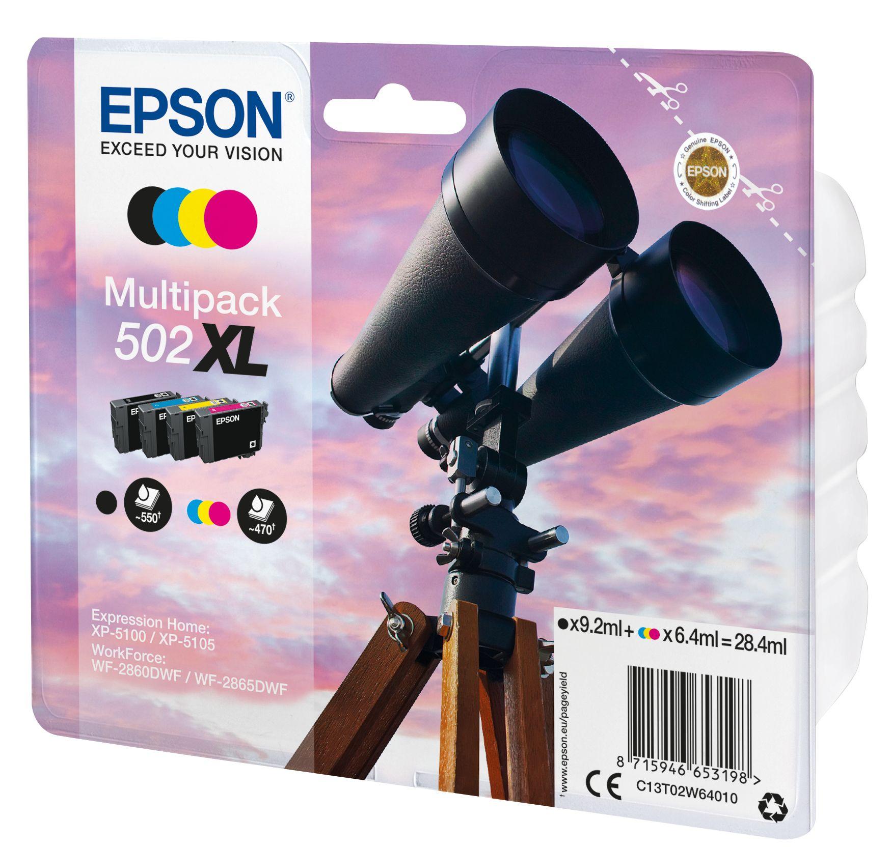 Pack de 4 Tinteiros EPSON 502XL (550 páginas)
