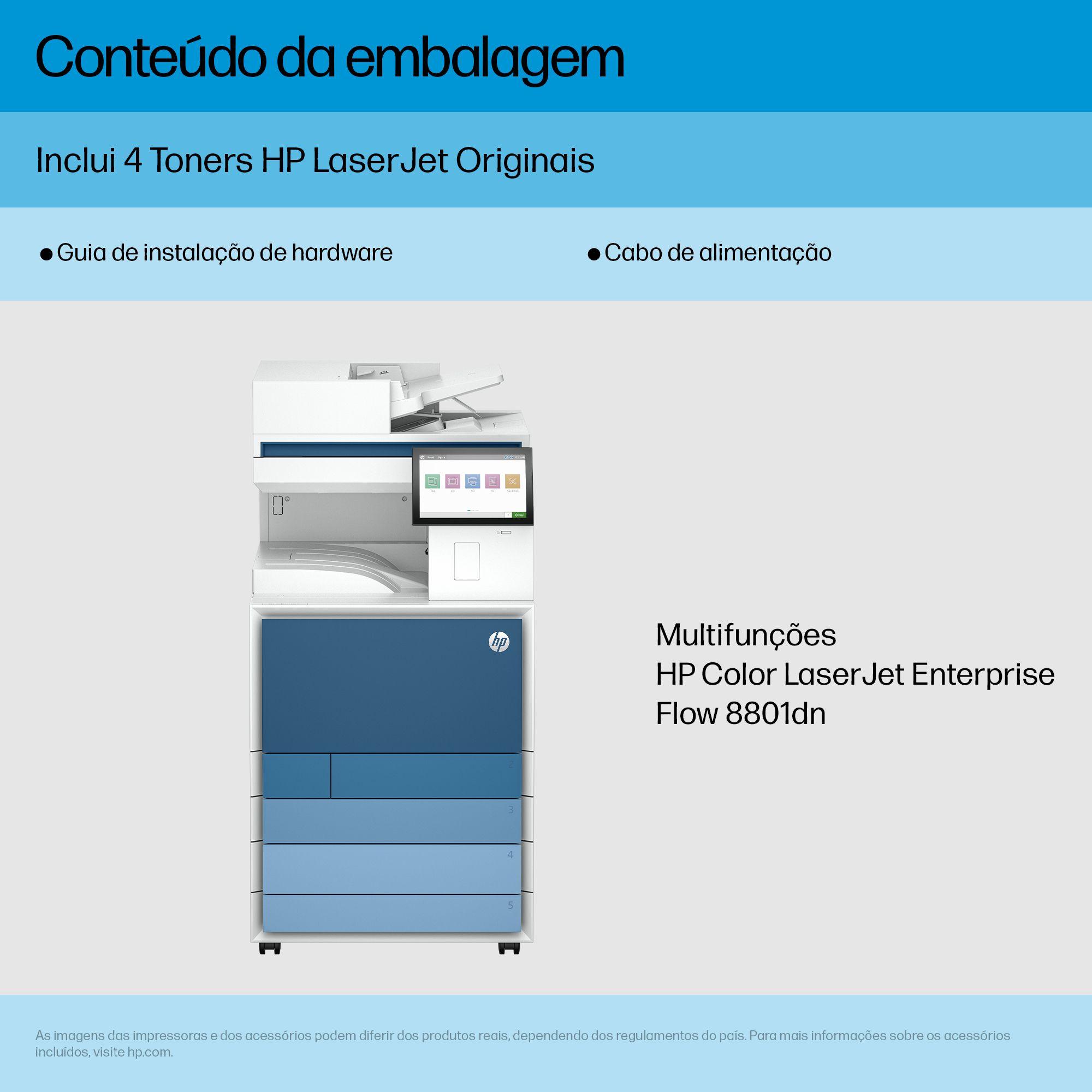 Impressora Multifunções Laser HP LaserJet Enterprise 8801dn (A3 - Impressão a cores - 2180 folhas - Azul e Branco), miniatura 6