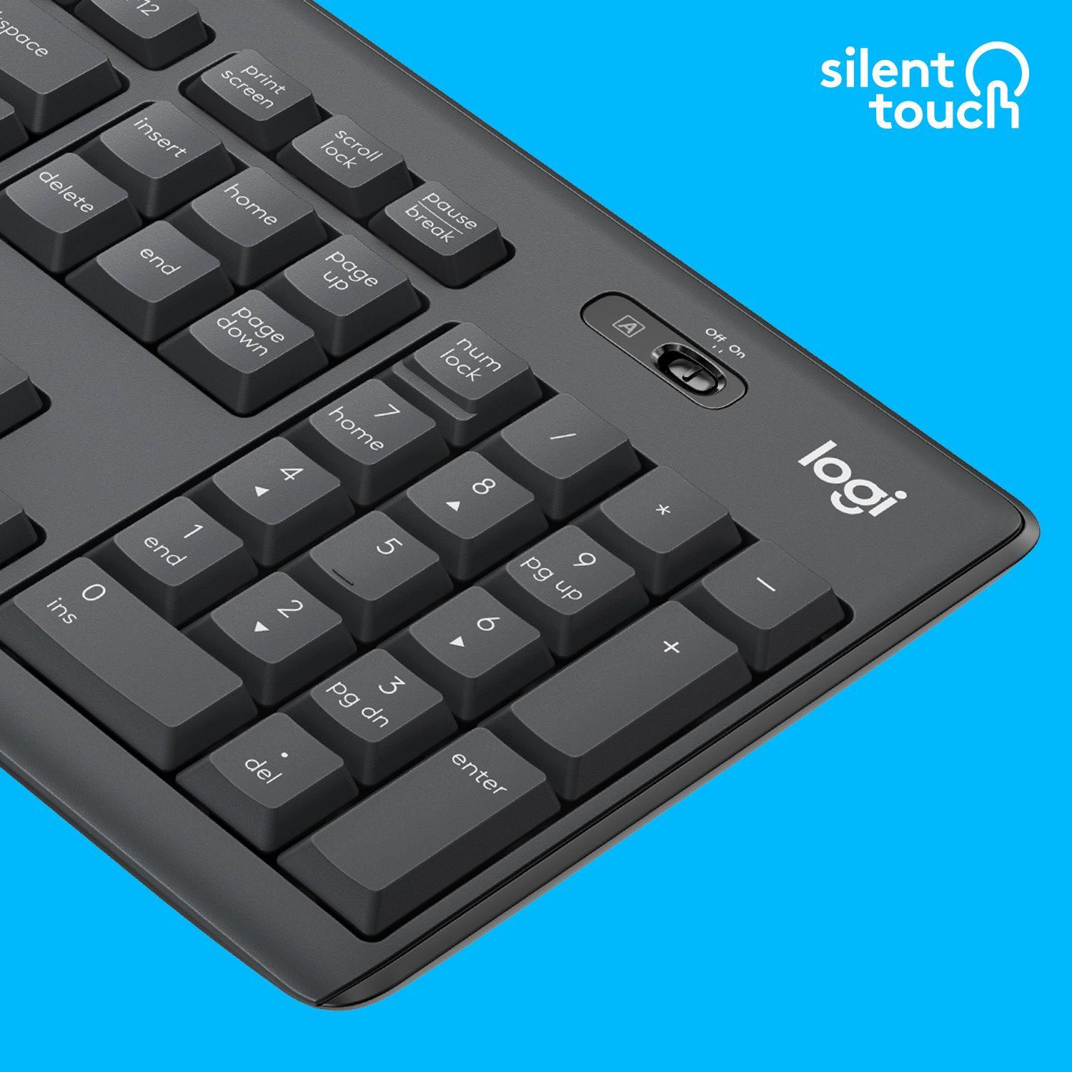 Conjunto Teclado e Rato LOGITECH MK295 Silent (Estados Unidos - Tamanho completo - RF Wireless - Grafite) — miniatura 3
