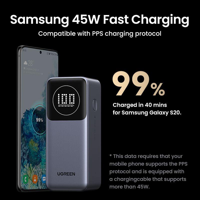 Powerbank UGREEN Nexode PB724 (12000mAh - Tomada, USB-C - Cinza) — miniatura 4