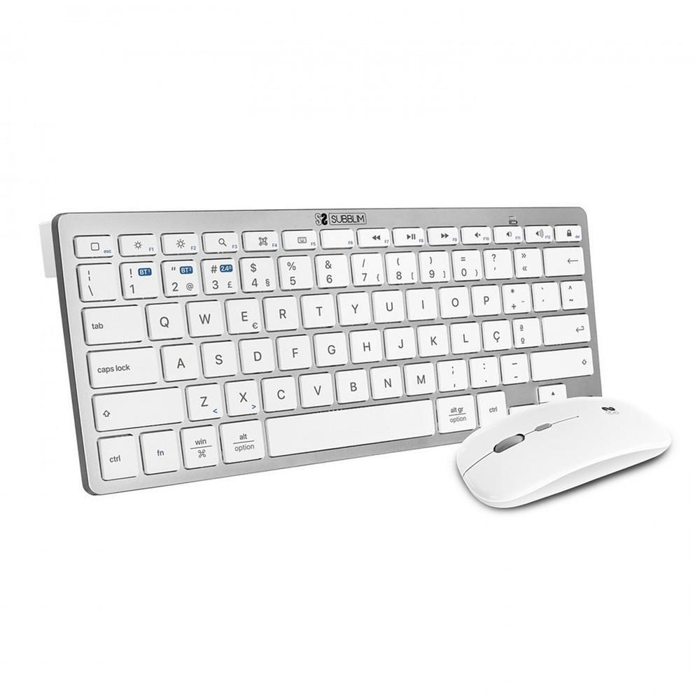 Conjunto Teclado e Rato SUBBLIM SUBKBC-OCO015 (Português - Compacto - Bluetooth, RF 2,4 GHz - Prateado)