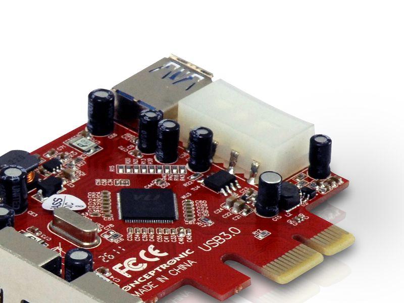 Placa de Expansão PCIe CONCEPTRONIC C4USB3EXI (Vermelho e Prateado) — miniatura 2