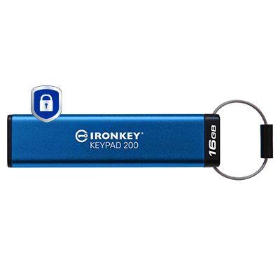 Pen USB KINGSTON IronKey Keypad 200 (USB Type-A - 3.2 Gen 1 - Sleeve - Azul)
