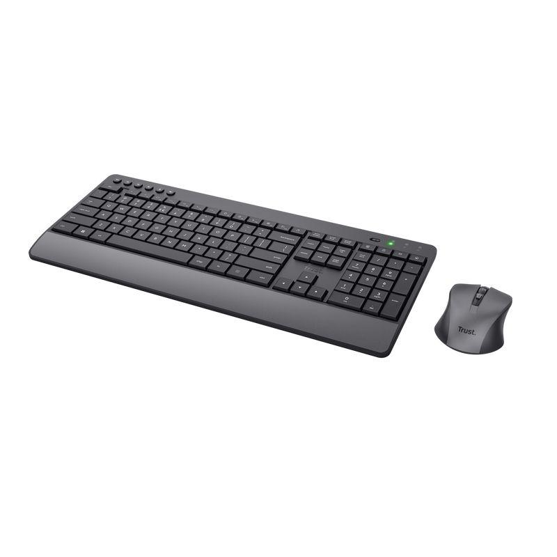 Conjunto Teclado e Rato TRUST Trezo (Espanhol - Tamanho completo - RF Wireless - Preto) — miniatura 3
