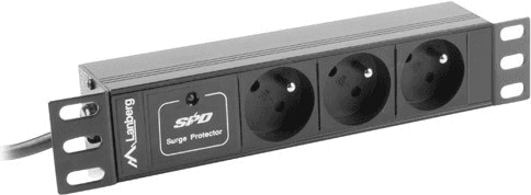 Régua de Tomadas PDU de Bastidor LANBERG PDU-03F-0200-IEC-BK (IEC C14 - Schuko - Preto)