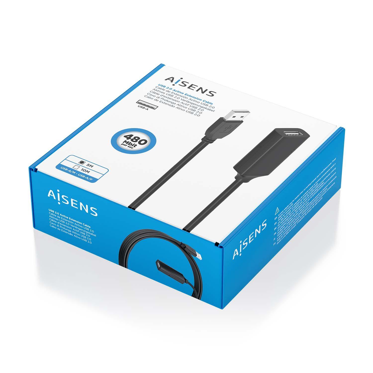 Cabo Prolongador USB AISENS A101-0914 (5 m - USB A - Preto) — miniatura 6