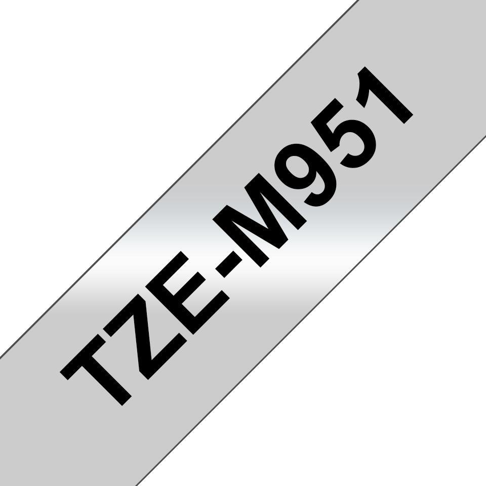 Fita de Impressão para Rotuladora BROTHER TZe-M951 (Preto sobre Prateado Mate)