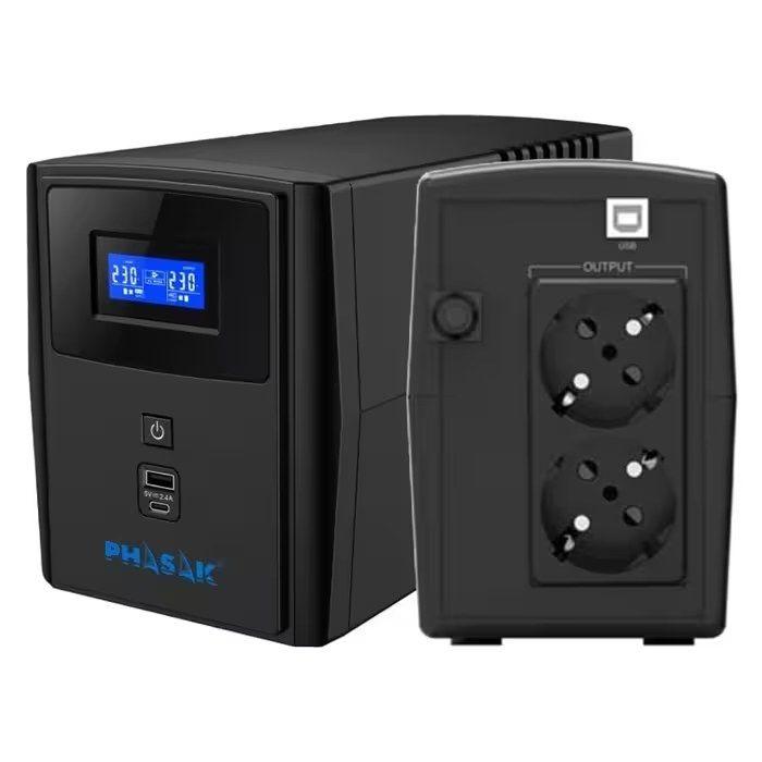 UPS PHASAK Sirius PH-7308 (USB Type-B - Tipo F - Preto) — miniatura 4