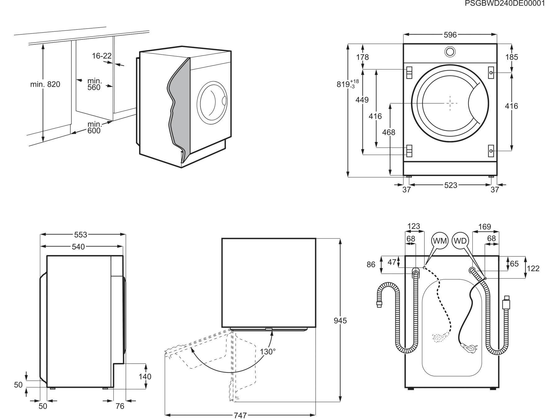 Máquina de Lavar Roupa de Encastre AEG LFU7G8434F (1400 RPM - B - 45 l - Branco), miniatura 5