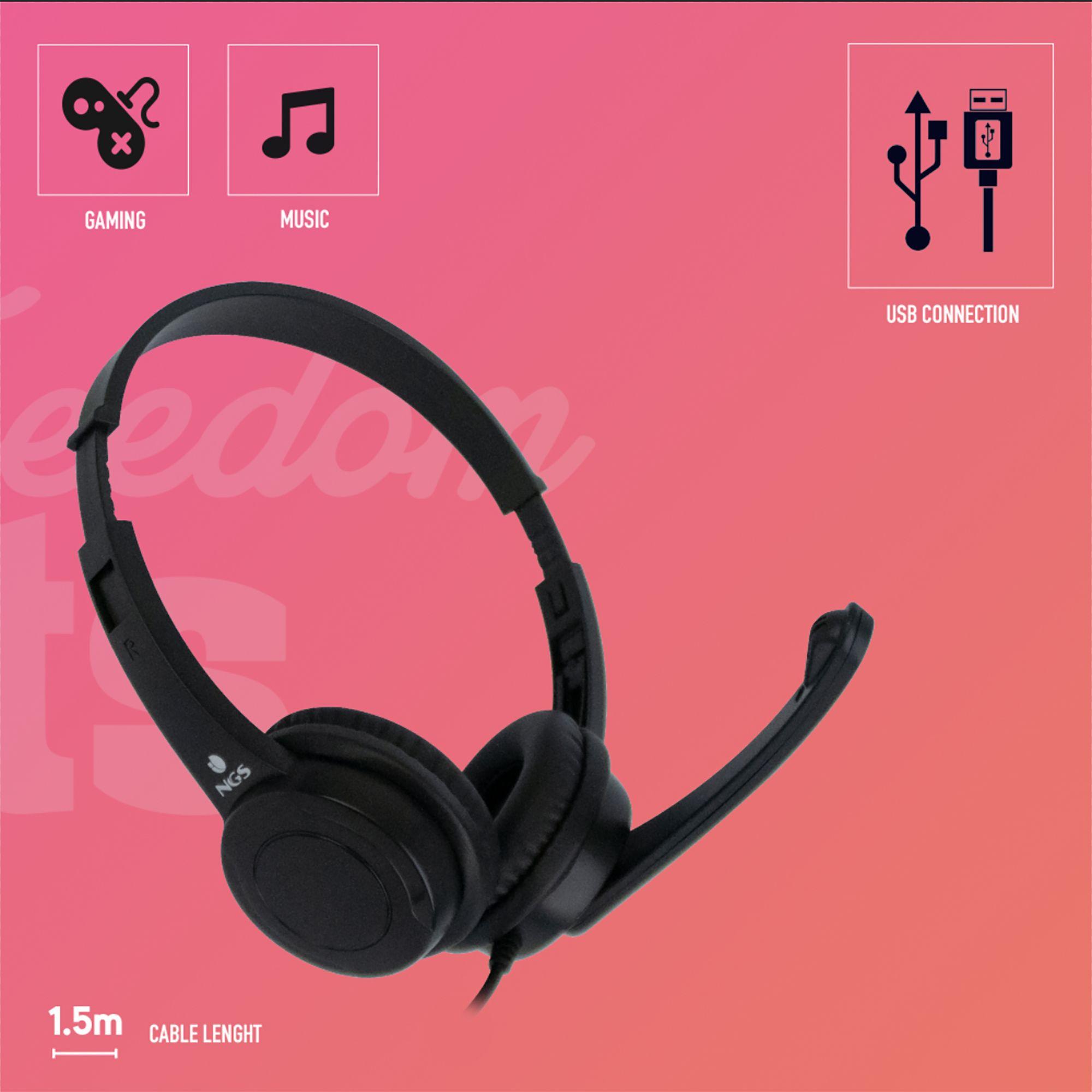 Auscultadores NGS VOX505 USB (Binaural - Com fios - Circum-aural - Preto), miniatura 5