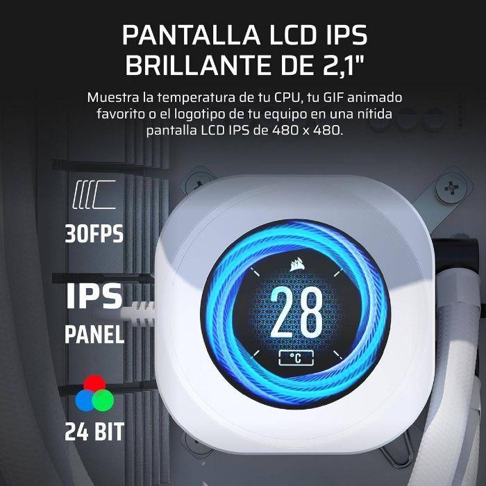 Sistema de Arrefecimento Líquido CPU All-in-One CORSAIR Nautilus RS LCD 360 (LGA 1700, LGA 1851, AM4, AM5 - 12 cm - 3 ventoinhas - Branco) — miniatura 2