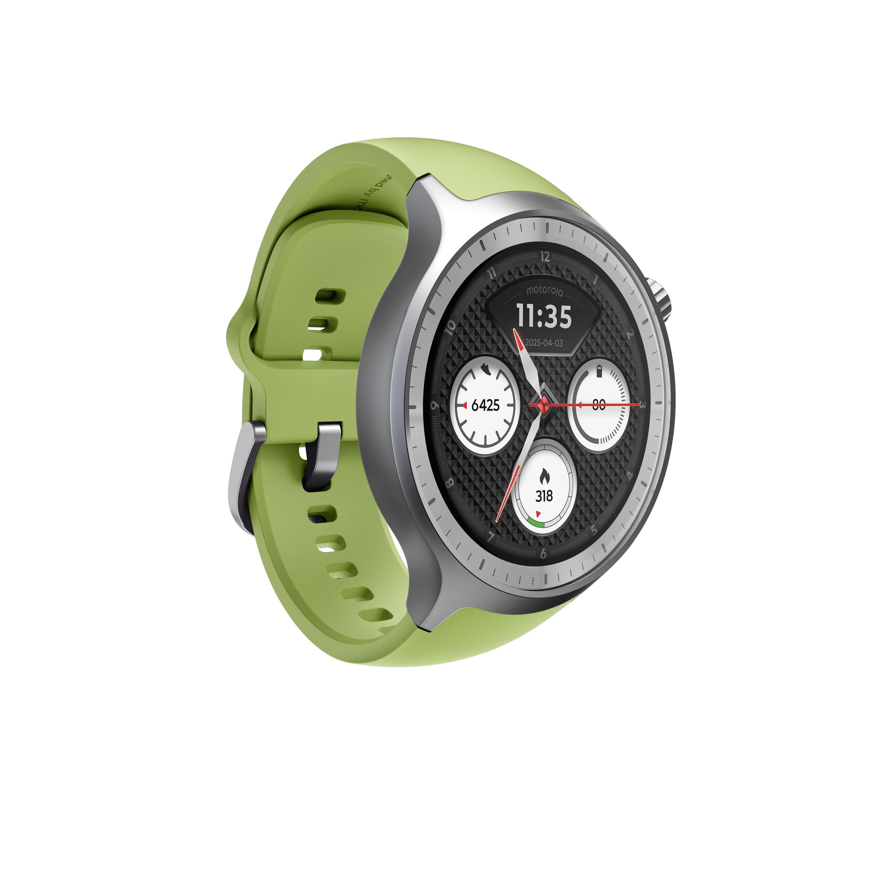 Smartwatch MOTOROLA Moto Watch Special Edition (Redondo - Android - OLED - Prateado e Verde) — miniatura 2