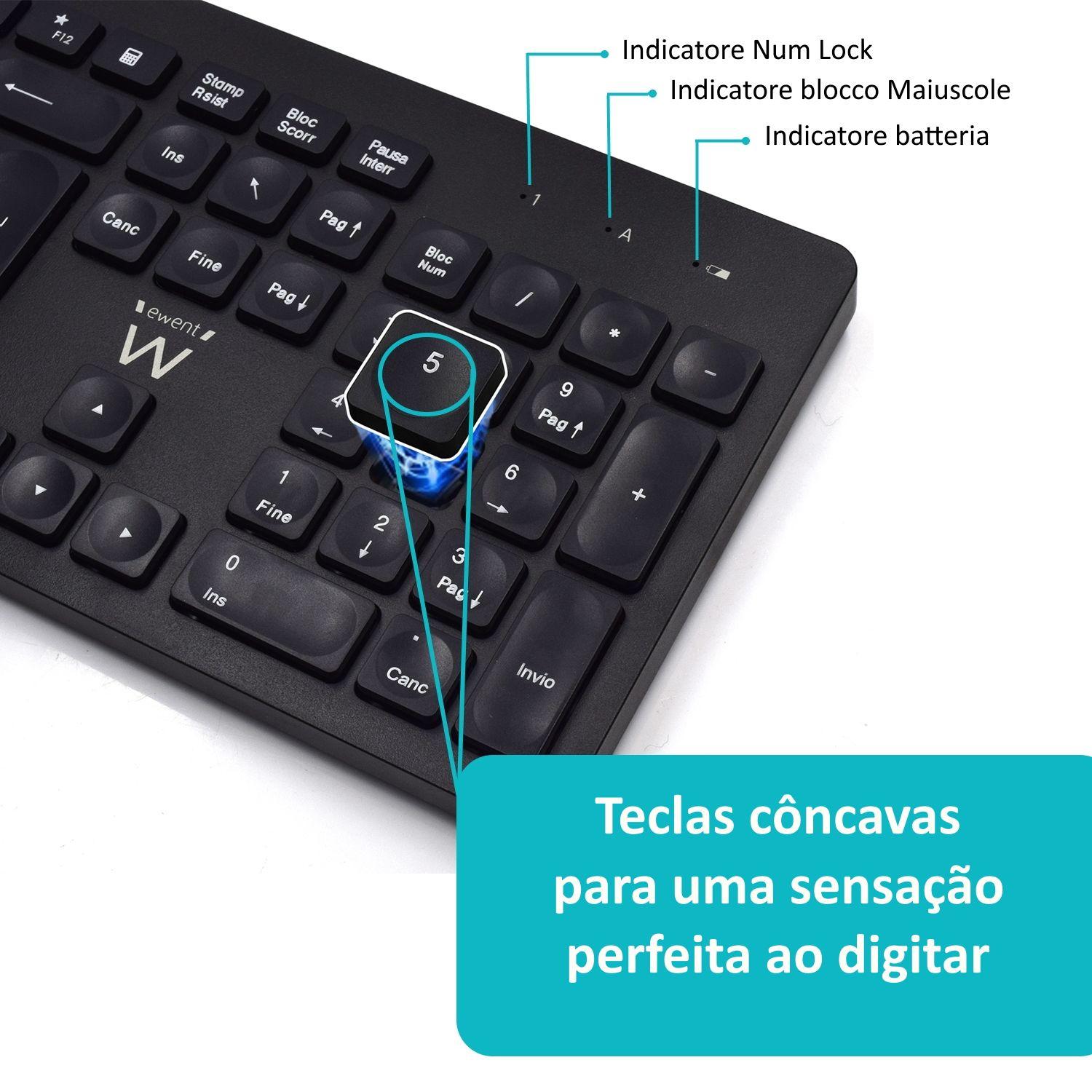 Conjunto Teclado e Rato EWENT EW3258 (Português - Tamanho completo - USB Type-A - Preto), miniatura 4