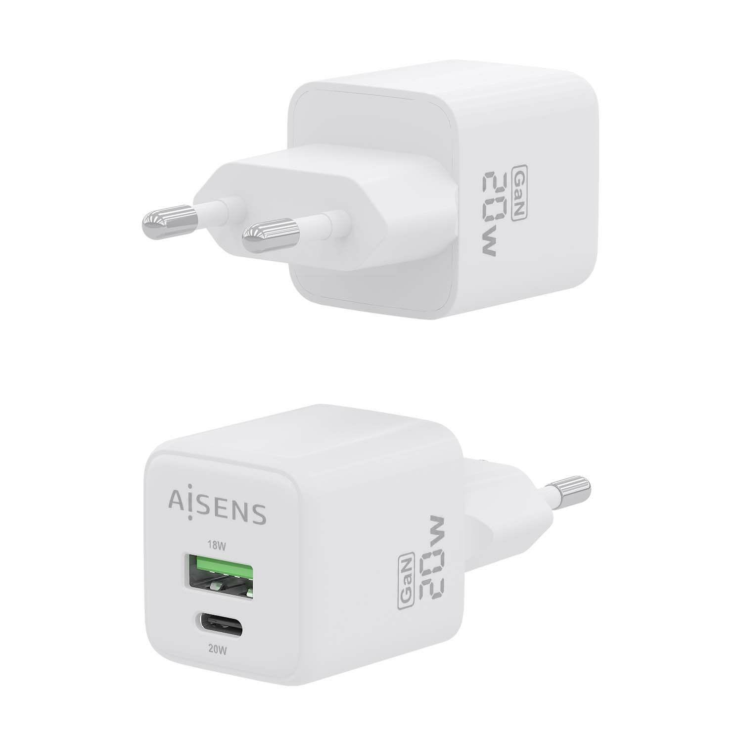 Carregador de Parede AISENS ASCH-20W2P010-W (20 W - Branco), miniatura 3