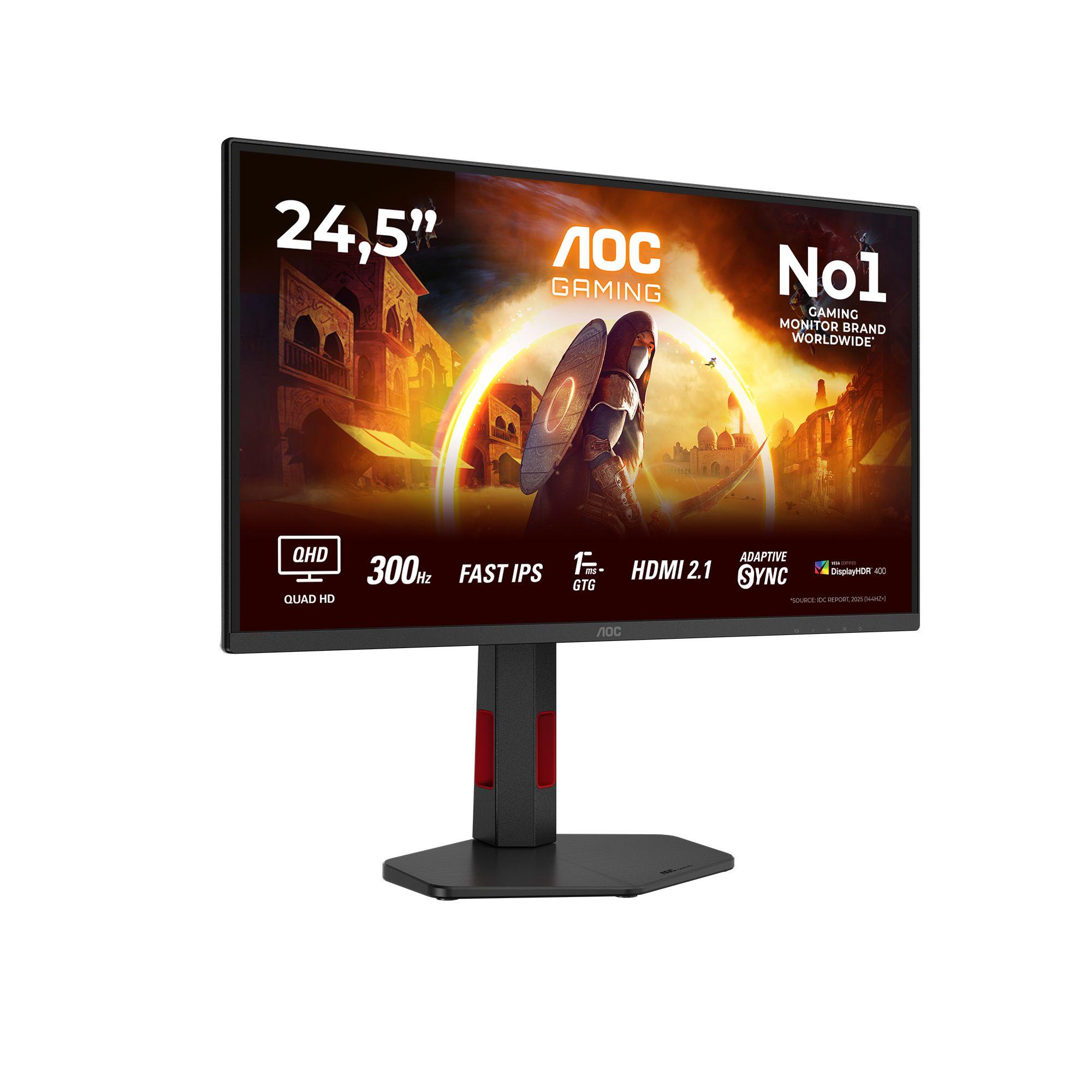 Monitor AOC Q25G4SR (24,5" - Fast IPS - 300 Hz - Preto e Vermelho) — miniatura 2