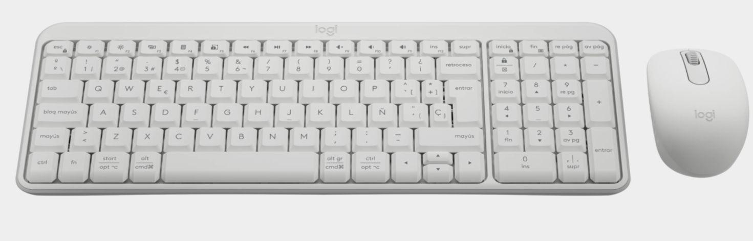 Teclado e Rato LOGITECH MK250 (Espanhol - Em linha reta - RF Wireless+Bluetooth - Branco) — miniatura 2