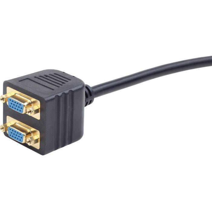 Adaptador VGA GEMBIRD CC-VGAX2-20CM (20 cm - 2x VGA - Preto) — miniatura 2