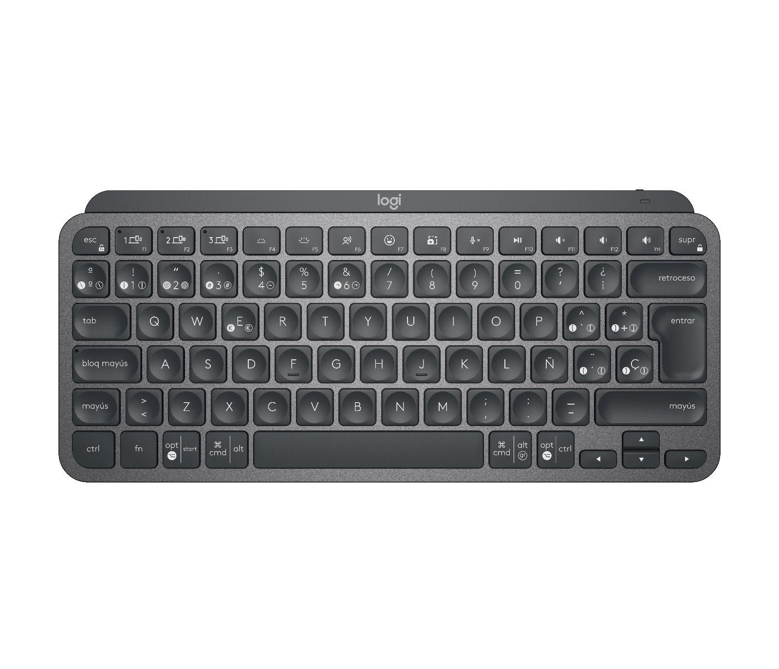 Teclado LOGITECH MX Keys Mini (Espanhol - RF Wireless + Bluetooth - Sem fios - Grafite)
