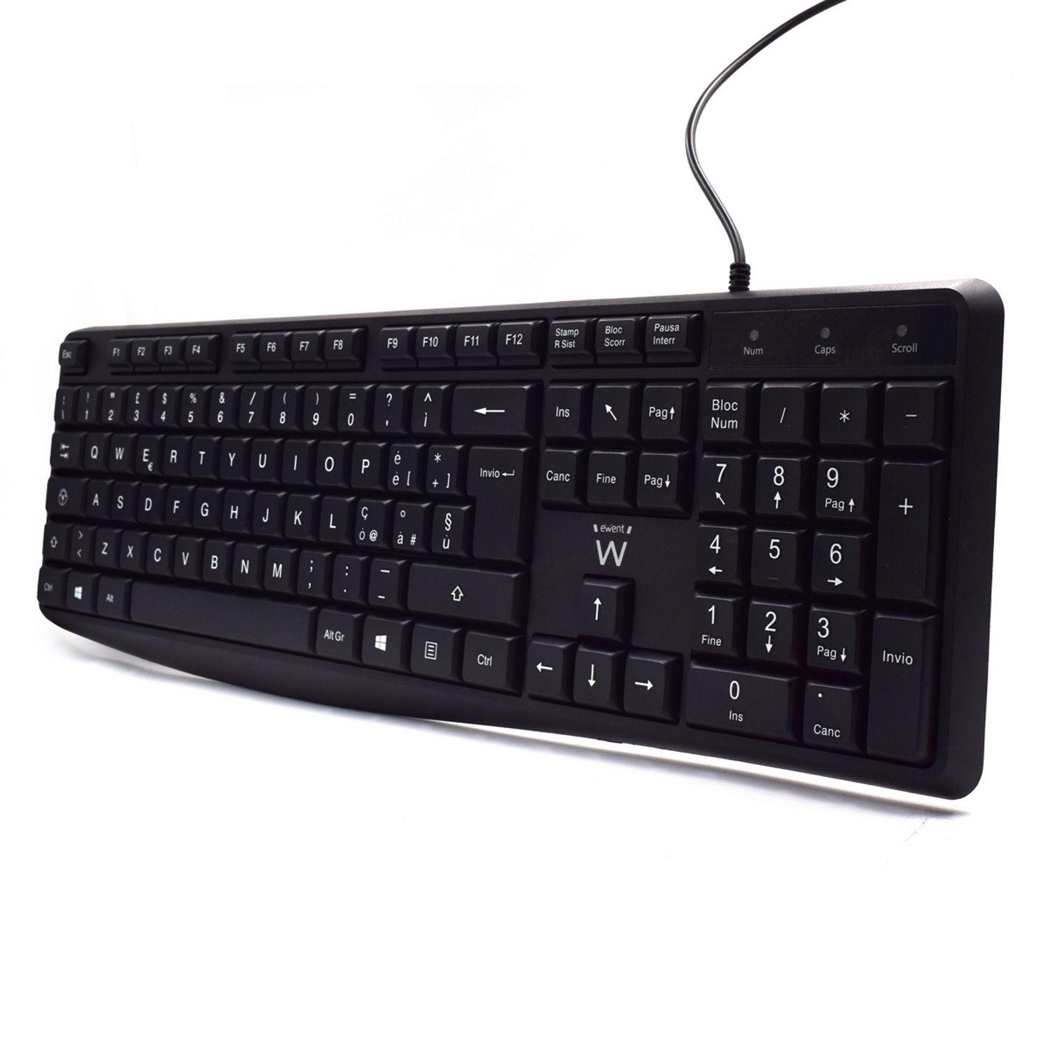 Teclado EWENT EW3000 (Italiano - Interruptor de membrana - Tamanho completo - Preto) — miniatura 2