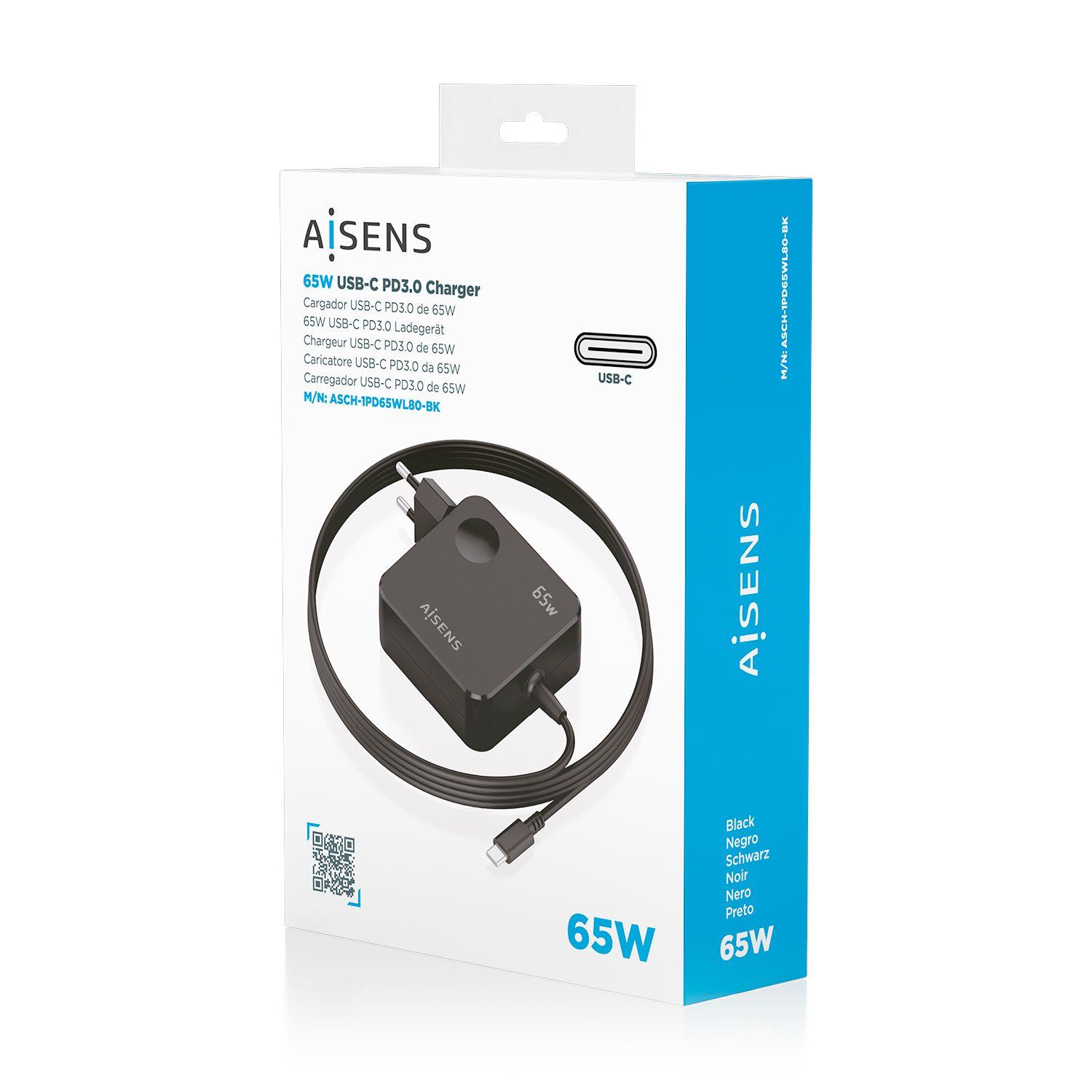 Carregador de Parede AISENS 1PD65WL80 (65 W - Preto), miniatura 7