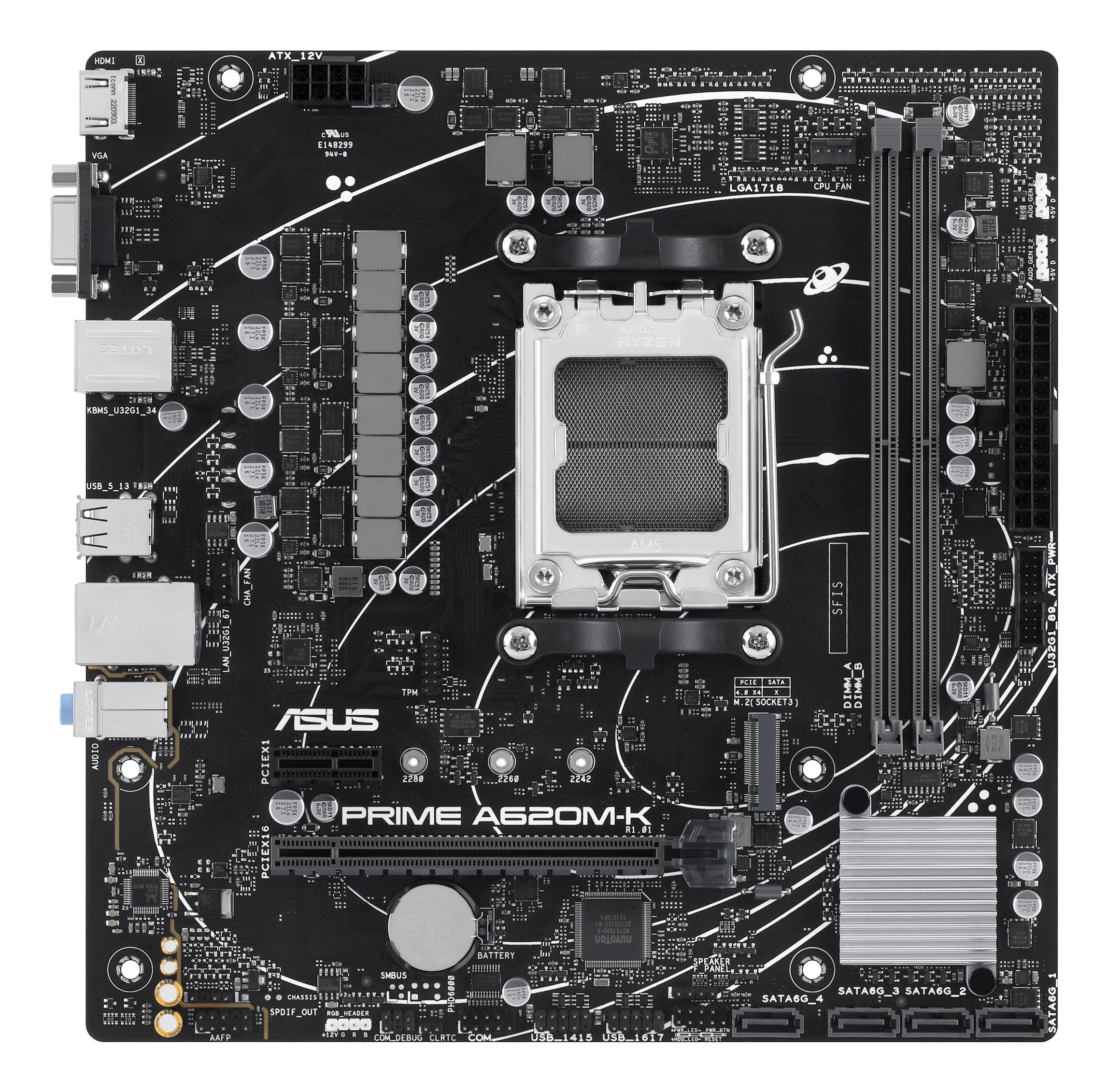 Motherboard ASUS PRIME A620M-K (AM5 - AMD Ryzen 7000 Series - micro ATX - Preto) — miniatura 2