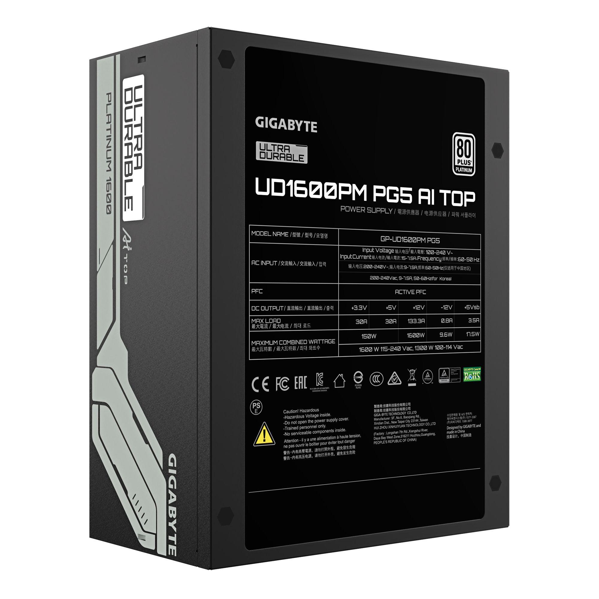 Fonte de Alimentação GIGABYTE UD1600PM PG5 AI TOP (ATX - 1600 W - 80 Plus Platinum - Preto), miniatura 4
