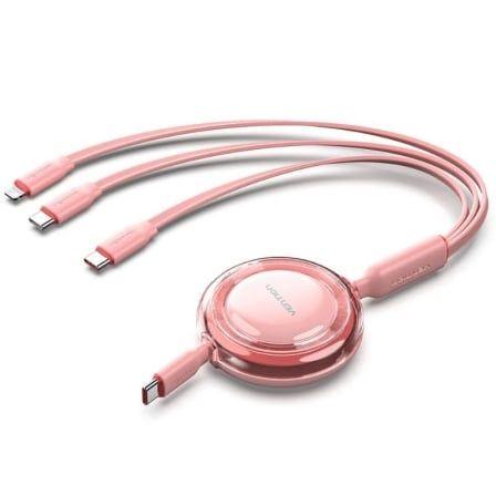 Cabo USB Tipo-C para 3x USB Tipo-C VENTION TRJPBE (1,1 m - Rosa)
