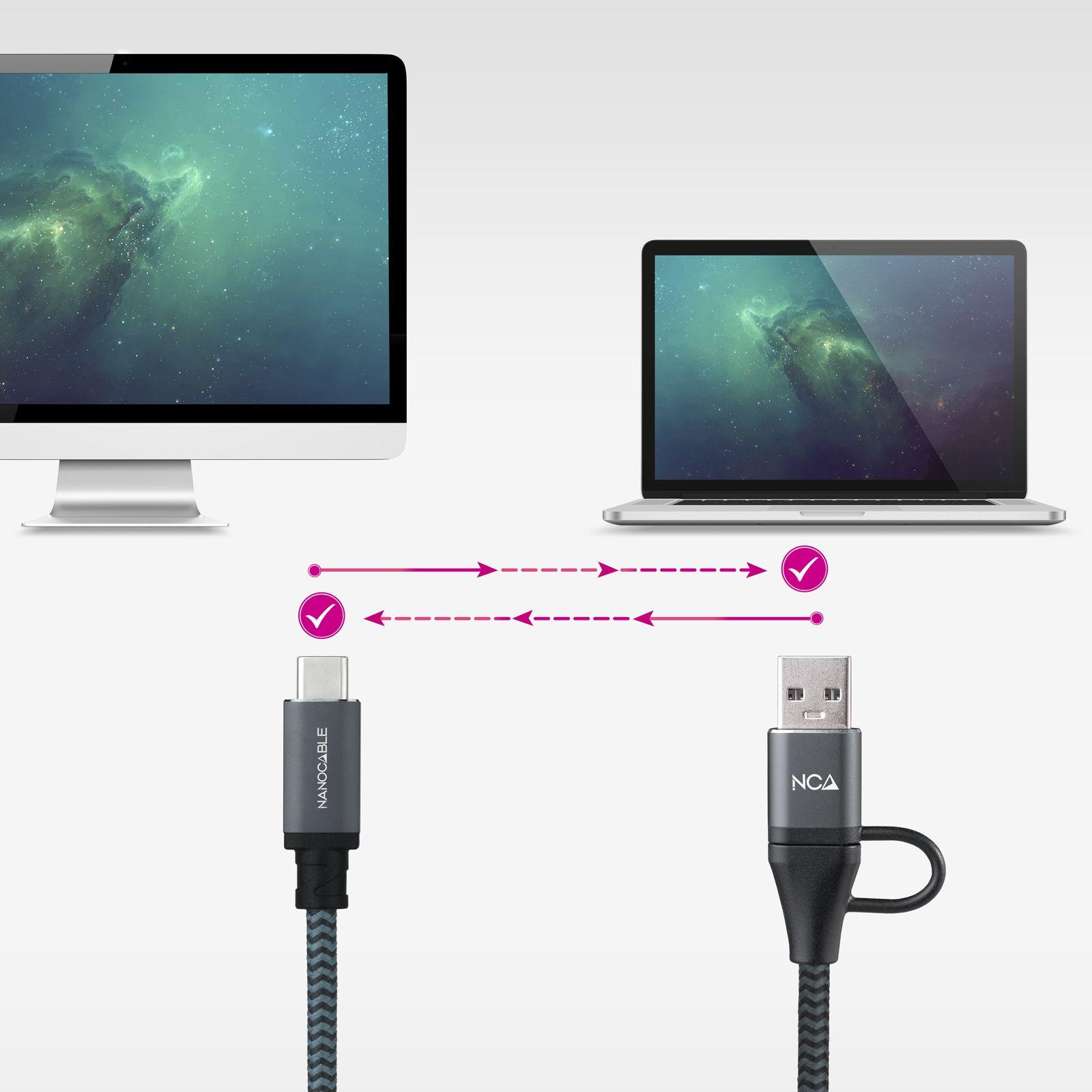 Cabo NANOCABLE 10.01.4111-COMB (1 m - USB C - USB A/USB C - Preto) — miniatura 4