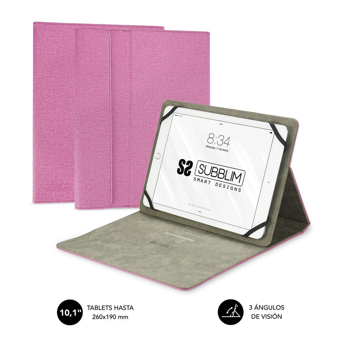 Capa Fólio SUBBLIM Clever Stand Case (Qualquer marca - Poliuretano - Rosa)