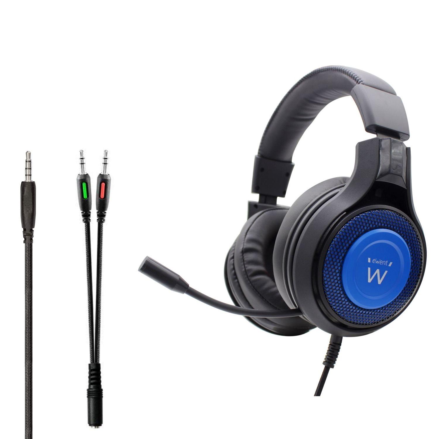 Headset Gaming EWENT PL3322 (Binaural - Com fios - Circum-aural - Preto e Azul), miniatura 3