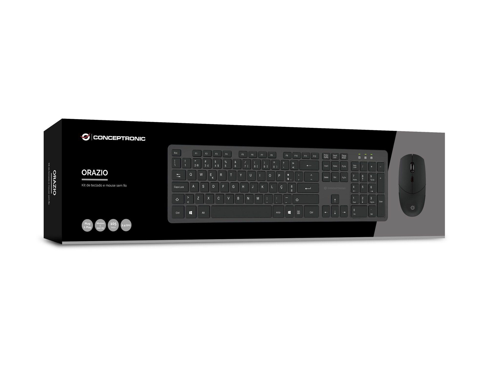 Teclado CONCEPTRONIC ORAZIO01PT (Português - Tamanho completo - RF Wireless - Preto), miniatura 5