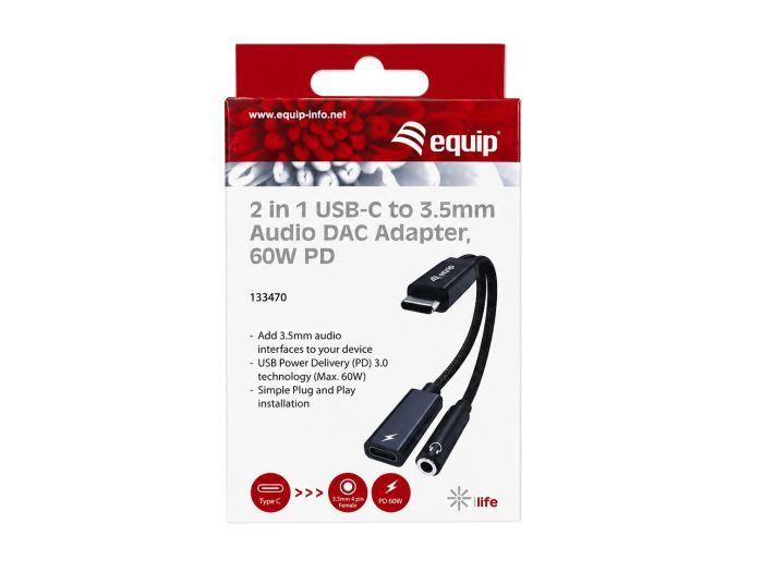 Adaptador USB-C para Jack 3,5 mm EQUIP 133470 (0,15 m - USB-C - USB-C / áudio 3,5 mm - Preto), miniatura 4
