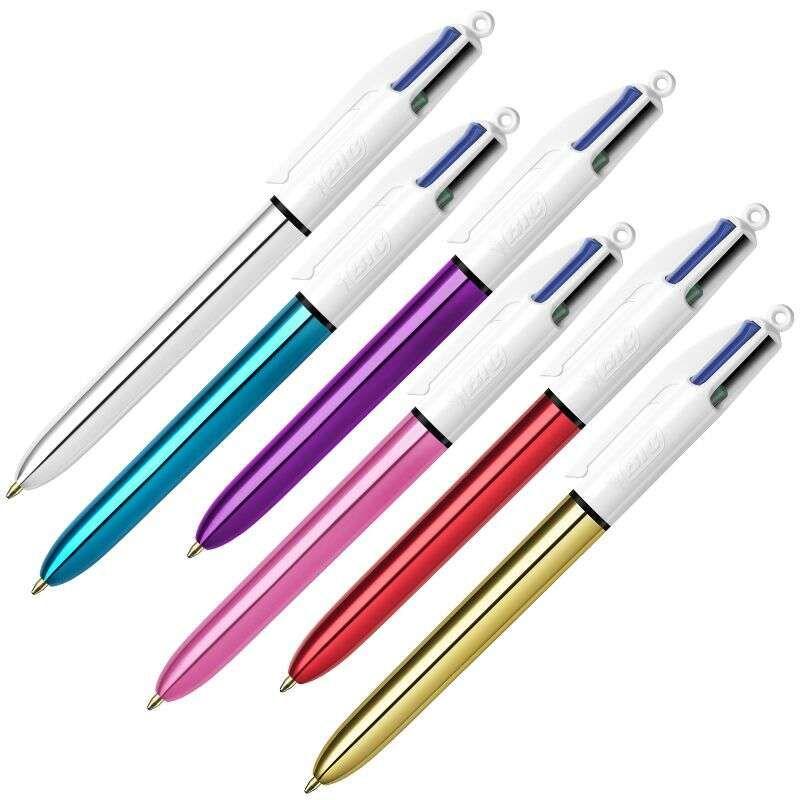 Caixa de 12 Canetas Esferográficas BIC 4 Colours Shine Silver (Cores sortidas)