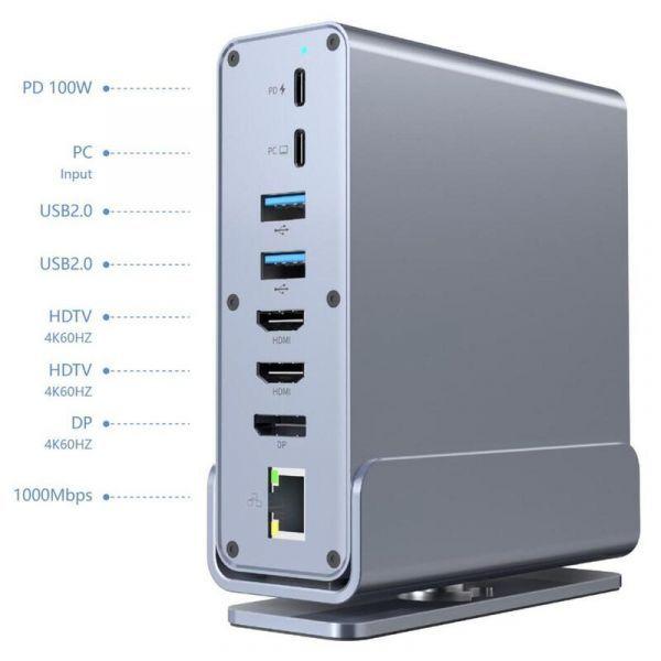 Estação de Ancoragem GEMBIRD Cablexpert A-CF-COMBO15-01 (USB-C - 15 em 1), miniatura 2