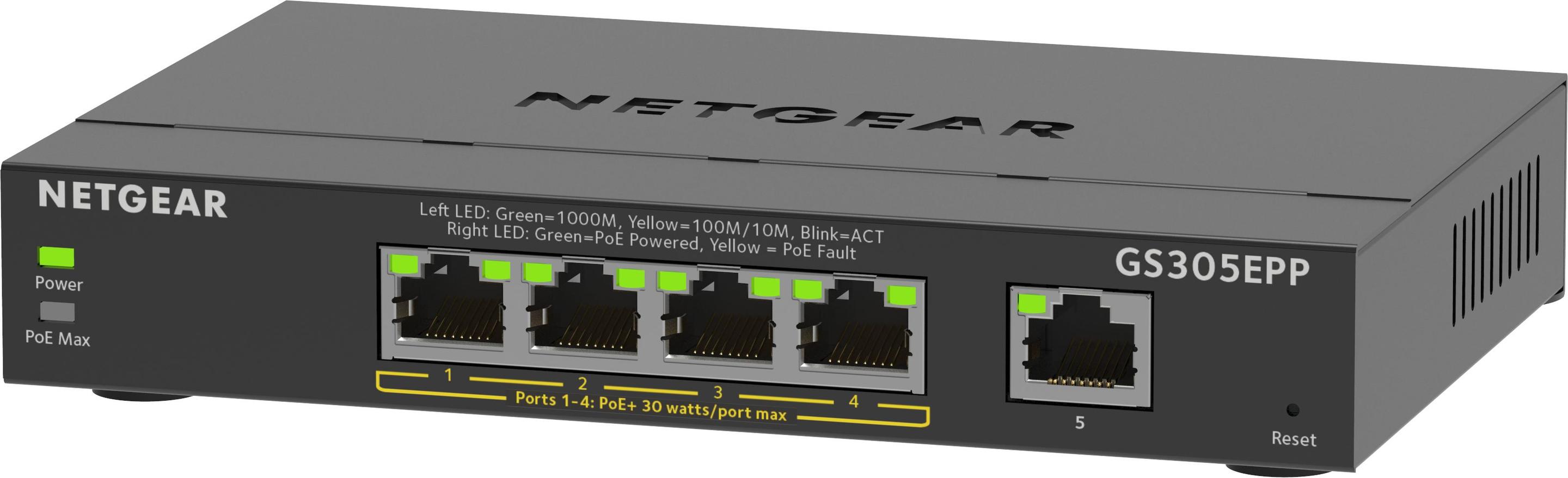 Switch Smart Managed NETGEAR GS305EPP (Gigabit Ethernet - 100 Mbit/s - 10 Gbit/s - Preto) — miniatura 3